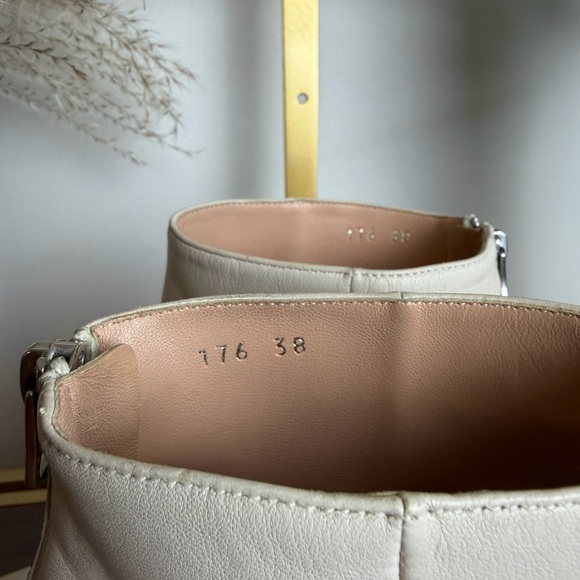 Acne Studios Off-White Leather Ankle Boots Sculptural Metallic Heel - Picture 10 of 15